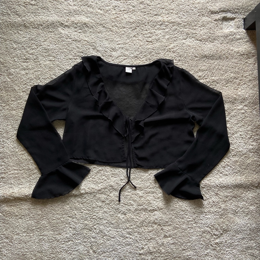 Twik Chiffon Ruffle Tie Front Blouse
